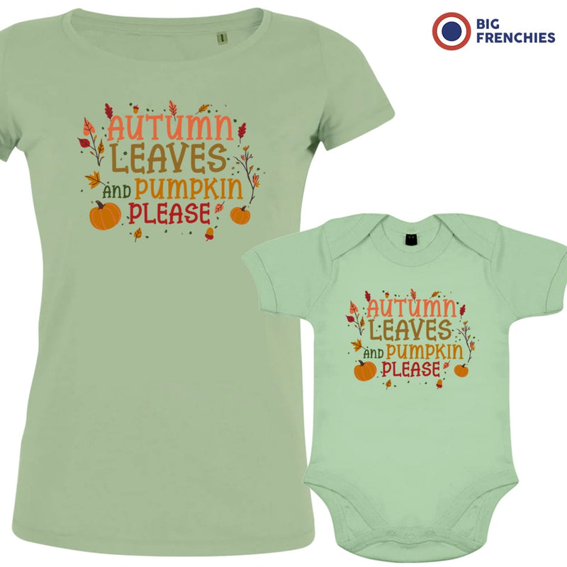 Autumn Leaves and Pumpkin Please Mom and Child Organic Cotton family Set (Set of 2)