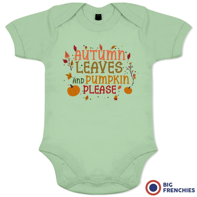 Autumn Leaves and Pumpkin Please Organic Cotton Baby Onesie