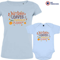 Autumn Leaves and Pumpkin Please Mom and Child Organic Cotton family Set (Set of 2)