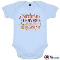 Autumn Leaves and Pumpkin Please Organic Cotton Baby Onesie