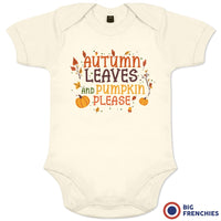 Autumn Leaves and Pumpkin Please Organic Cotton Baby Onesie