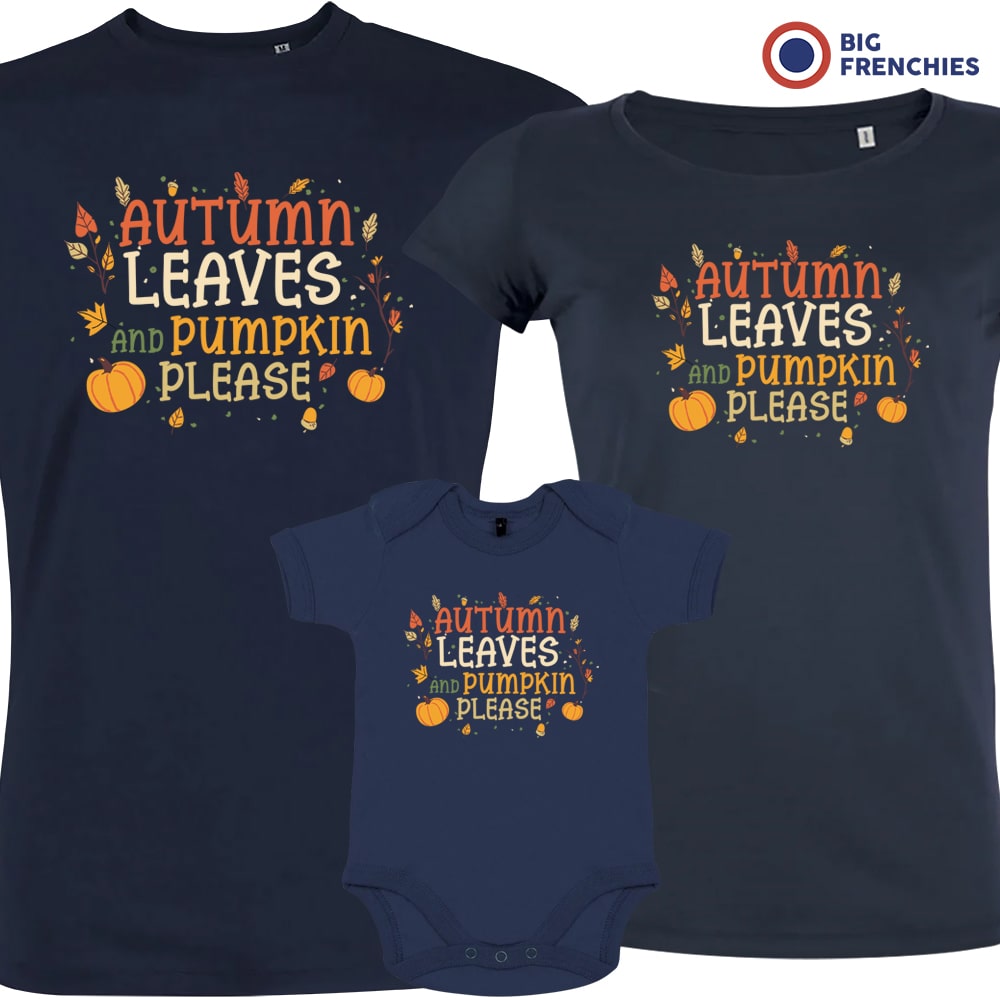 Autumn Leaves and Pumpkin Please Matching Organic Cotton Family Set (Set of 3)