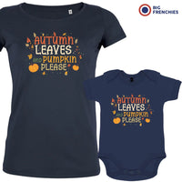 Autumn Leaves and Pumpkin Please Mom and Child Organic Cotton family Set (Set of 2)