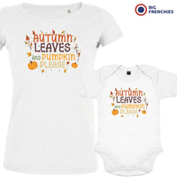 Autumn Leaves and Pumpkin Please Mom and Child Organic Cotton family Set (Set of 2)