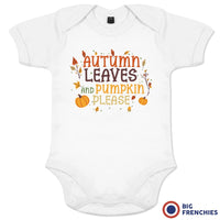 Autumn Leaves and Pumpkin Please Organic Cotton Baby Onesie