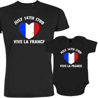 July 14Th Vive La France Dad and Child Organic Cotton family Set (Set of 2)