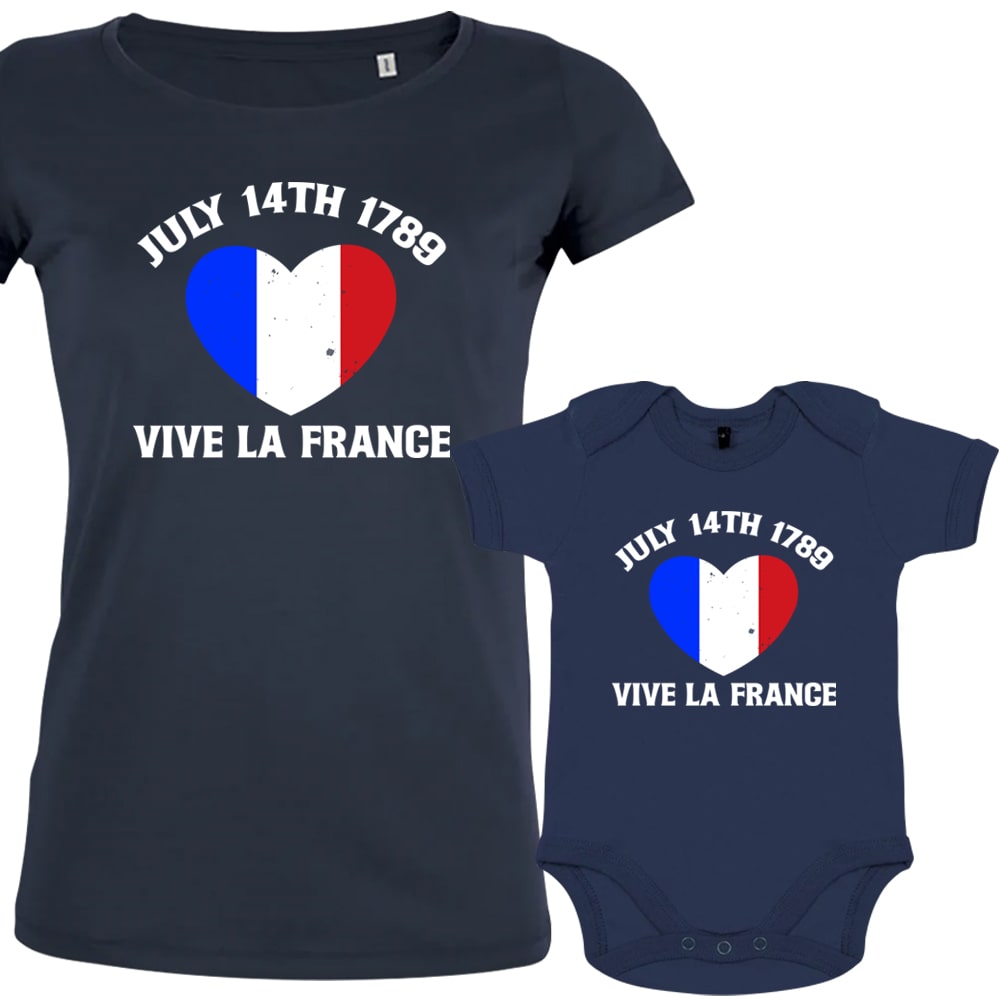July 14Th Vive La France Mom and Baby Organic Cotton family Set (Set of 2)