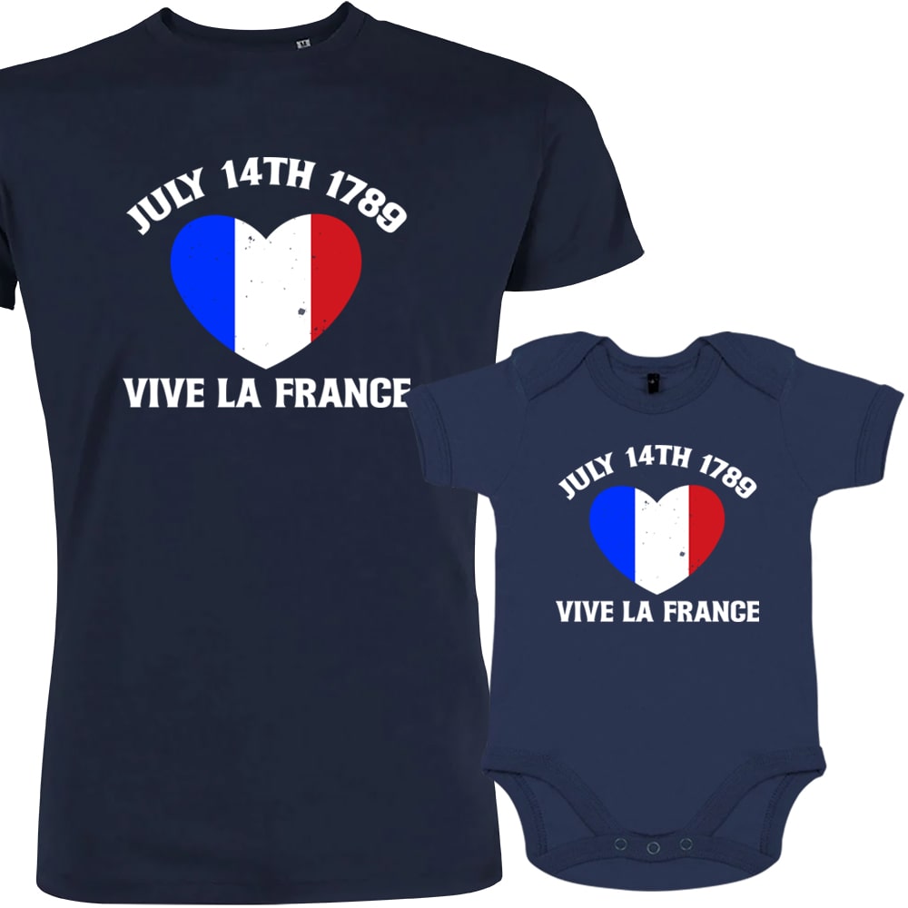 July 14Th Vive La France Dad and Child Organic Cotton family Set (Set of 2)