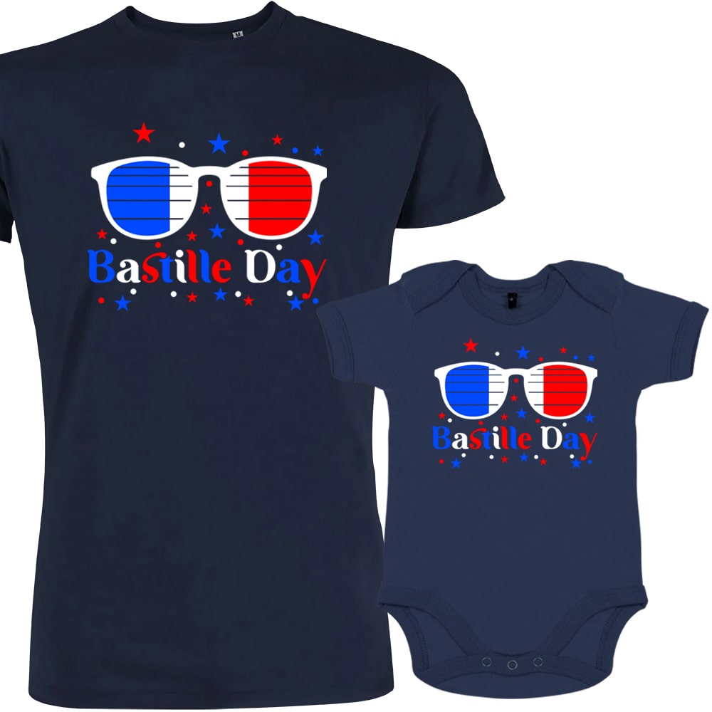 Bastille Day Dad and Child Organic Cotton family Set (Set of 2)