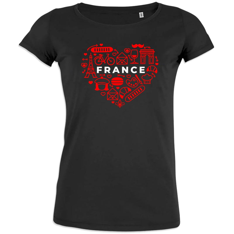 France monuments Heart Women's Organic Cotton Tee