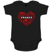 France monuments Heart Organic Cotton Baby Onesie