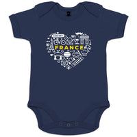 France monuments Heart Organic Cotton Baby Onesie