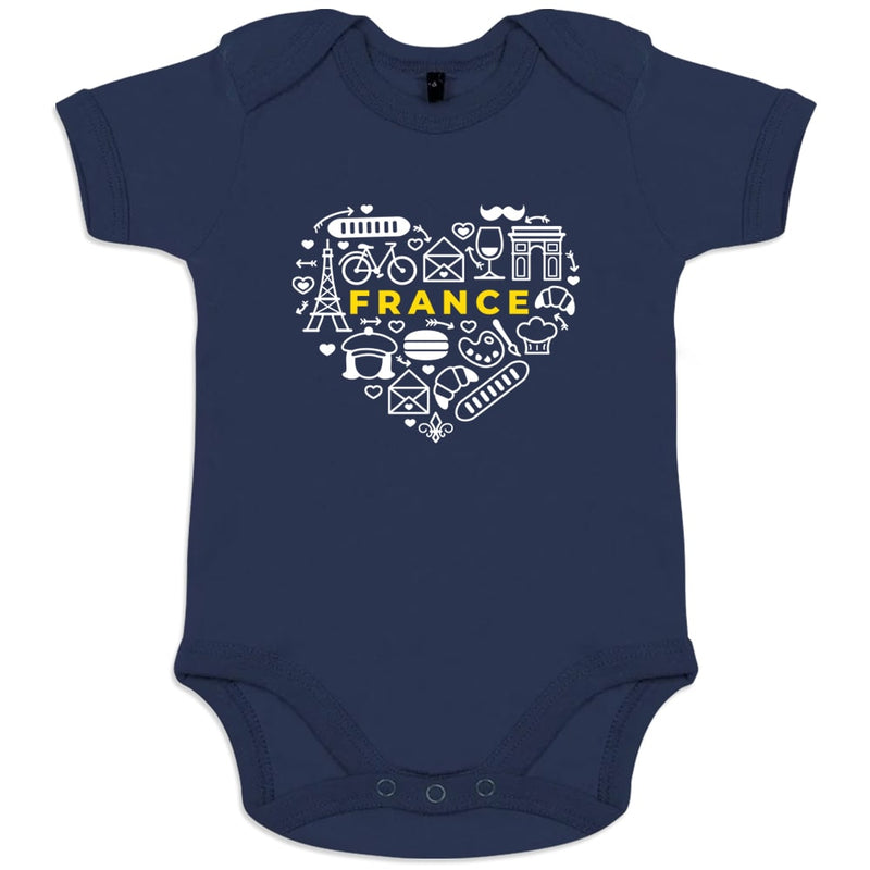 France monuments Heart Organic Cotton Baby Onesie