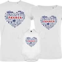 France monuments Heart Matching Organic Cotton Family Set (Set of 3)