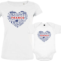 France monuments Heart Mom and Baby Organic Cotton family Set (Set of 2)