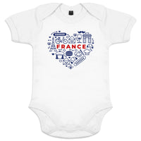 France monuments Heart Organic Cotton Baby Onesie