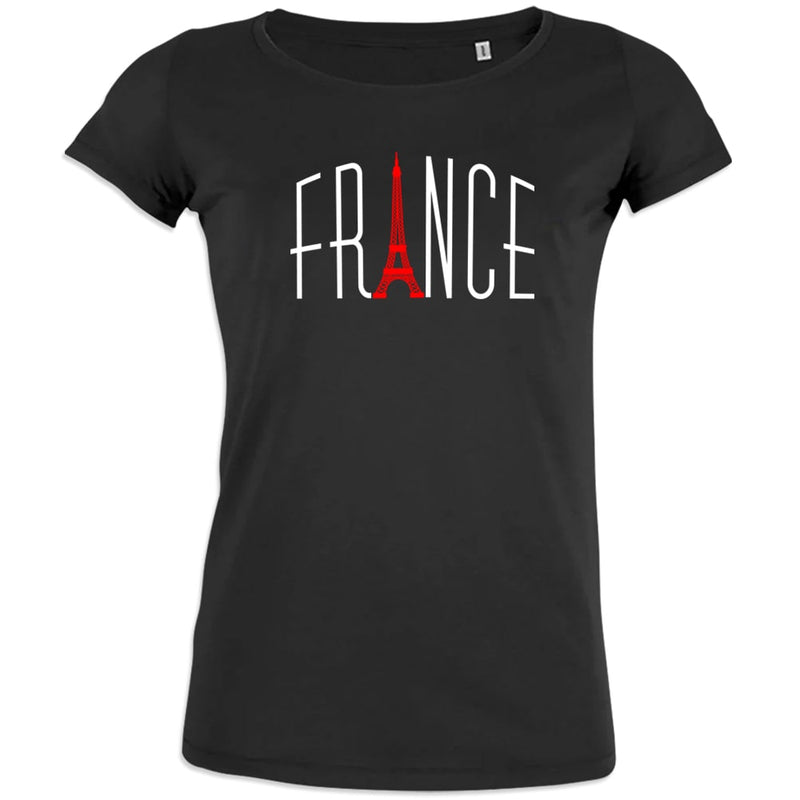 France With Red Eiffel Tower Women's Organic Cotton Tee