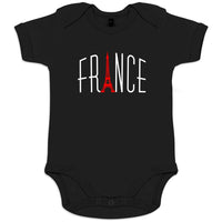 France With Red Eiffel Tower Organic Cotton Baby Onesie