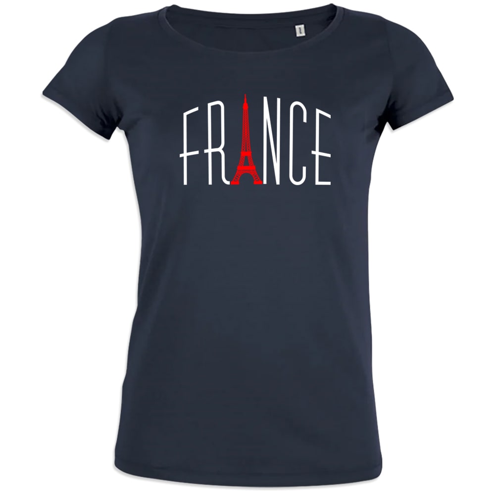 France With Red Eiffel Tower Women's Organic Cotton Tee