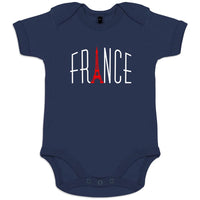 France With Red Eiffel Tower Organic Cotton Baby Onesie