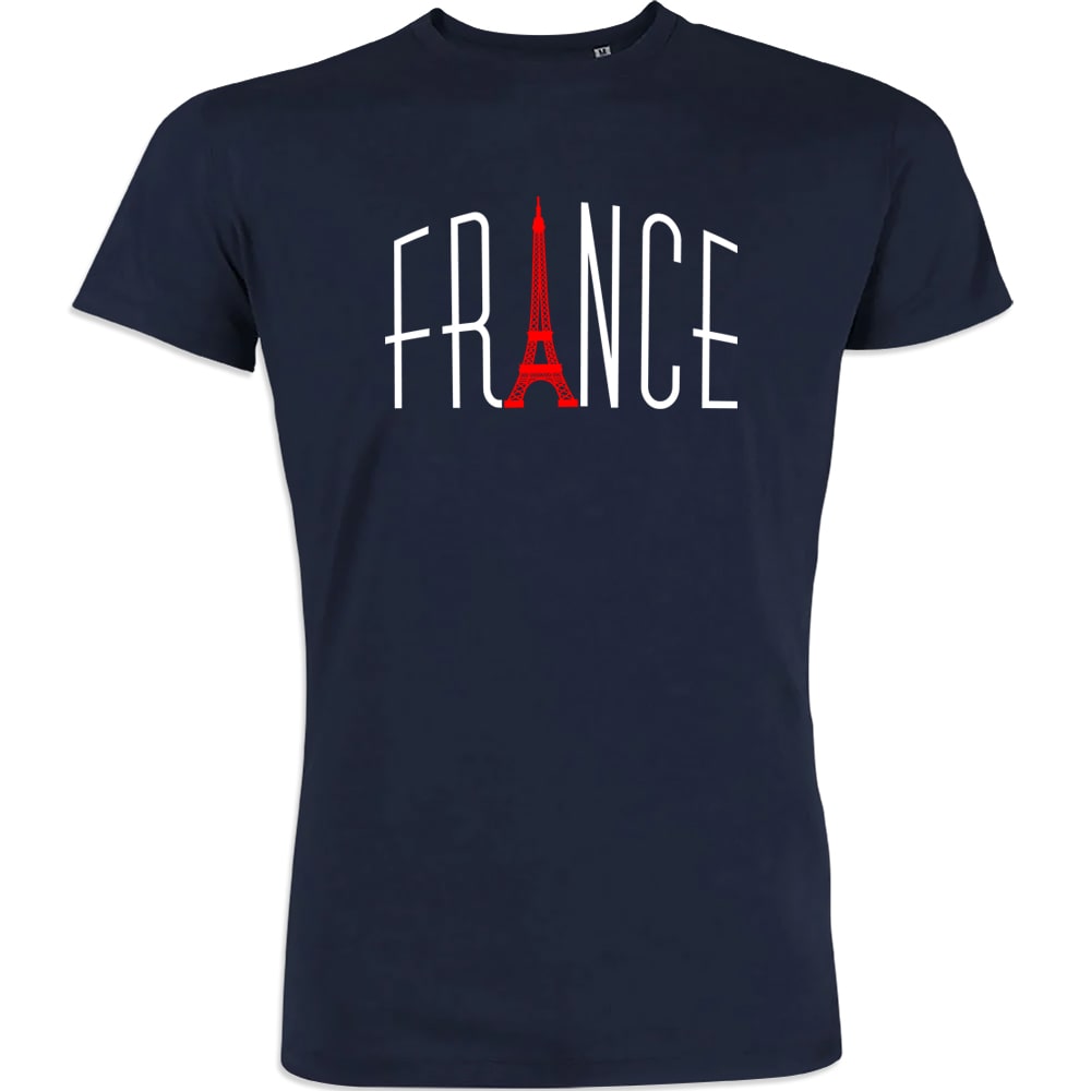 France With Red Eiffel Tower Tower Men's Organic Cotton Tee