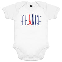 France With Red Eiffel Tower Organic Cotton Baby Onesie