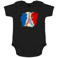 Brushed French Flag with Eiffel Tower Organic Cotton Baby Onesie