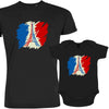 Brushed French Flag with Eiffel Tower Dad and Child Organic Cotton family Set (Set of 2)