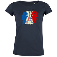 Brushed French Flag with Eiffel Tower Women's Organic Cotton Tee