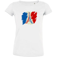 Brushed French Flag with Eiffel Tower Women's Organic Cotton Tee