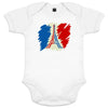 Brushed French Flag with Eiffel Tower Organic Cotton Baby Onesie