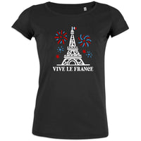 Vive La France With Eiffel Tower and Fireworks Women's Organic Cotton Tee