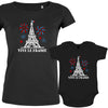 Vive La France With Eiffel Tower and Fireworks Mom and Child Matching Organic Cotton family Set (Set of 2)