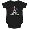 Vive La France With Eiffel Tower and Fireworks Organic Cotton Baby Onesie