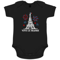 Vive La France With Eiffel Tower and Fireworks Organic Cotton Baby Onesie