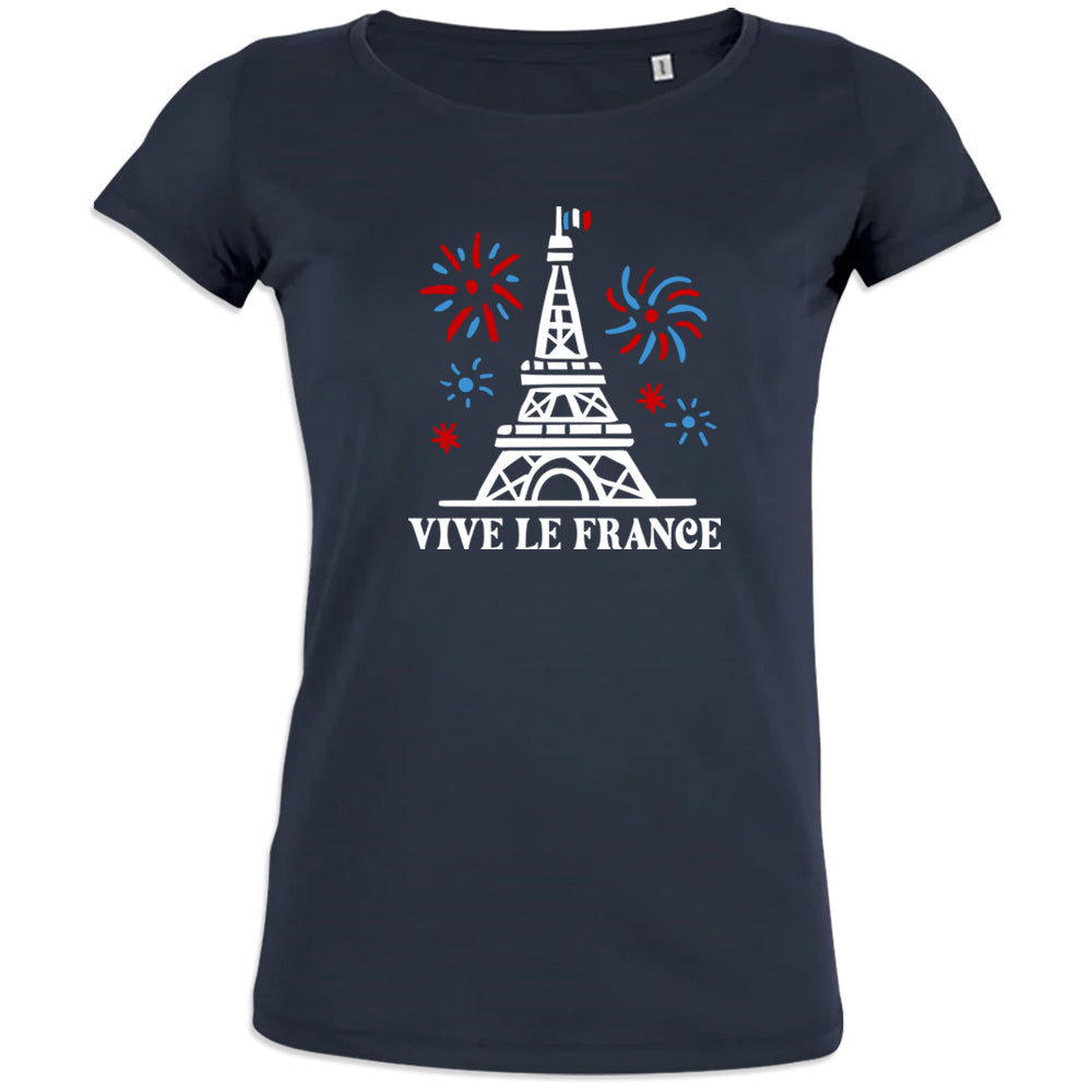 Vive La France With Eiffel Tower and Fireworks Women's Organic Cotton Tee