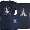 Vive La France With Eiffel Tower and Fireworks Matching Organic Cotton Family Set (Set of 3)