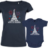 Vive La France With Eiffel Tower and Fireworks Mom and Child Matching Organic Cotton family Set (Set of 2)