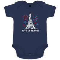 Vive La France With Eiffel Tower and Fireworks Organic Cotton Baby Onesie