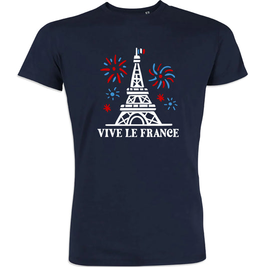 Vive La France With Eiffel Tower and Fireworks Tower Men's Organic Cotton Tee