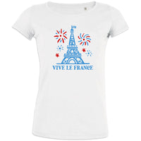 Vive La France With Eiffel Tower and Fireworks Women's Organic Cotton Tee