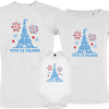 Vive La France With Eiffel Tower and Fireworks Matching Organic Cotton Family Set (Set of 3)