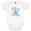 Vive La France With Eiffel Tower and Fireworks Organic Cotton Baby Onesie