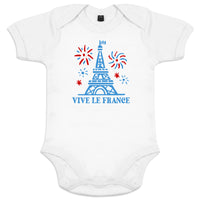 Vive La France With Eiffel Tower and Fireworks Organic Cotton Baby Onesie