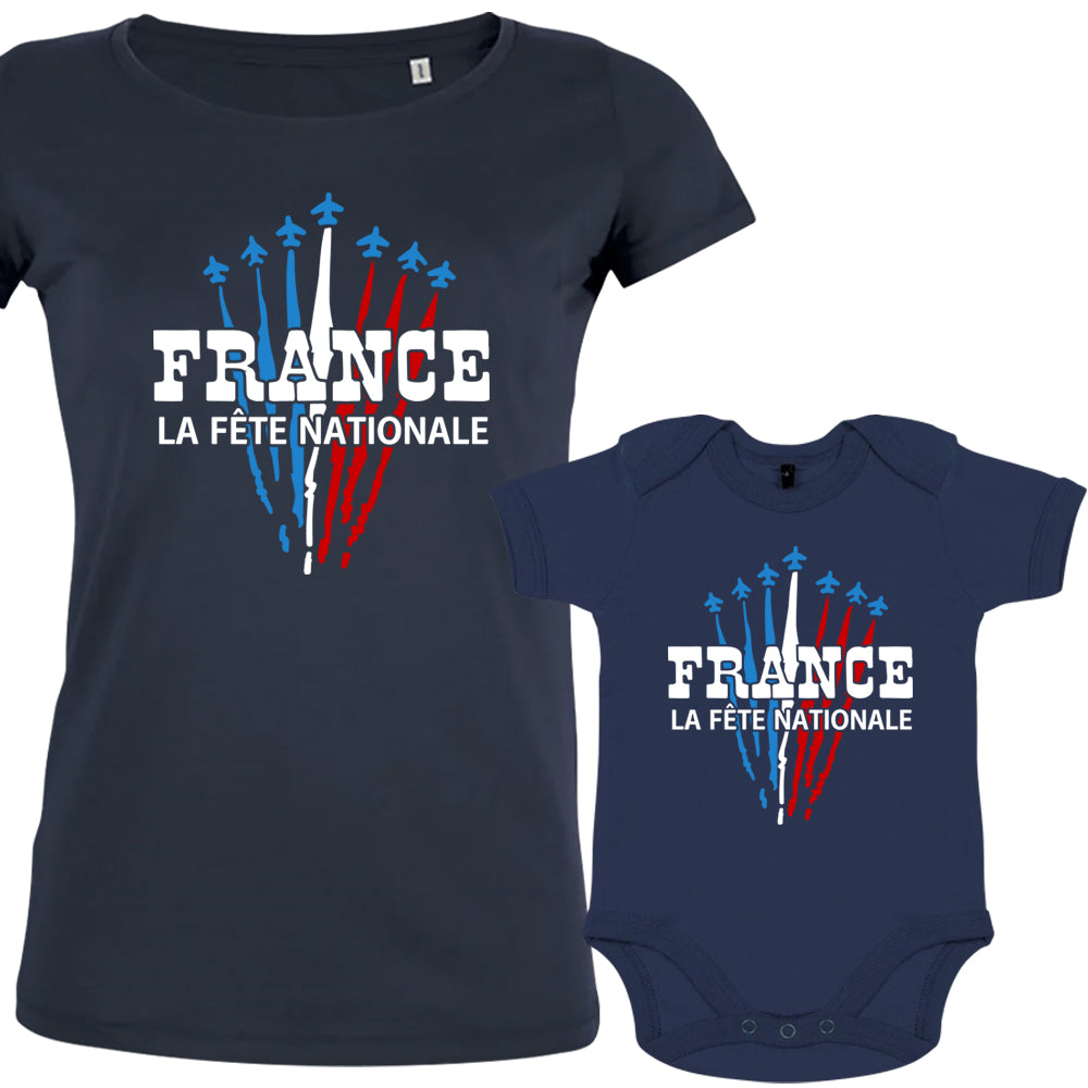 France La Fête Nationale Mom and Baby Organic Cotton family Set (Set of 2)