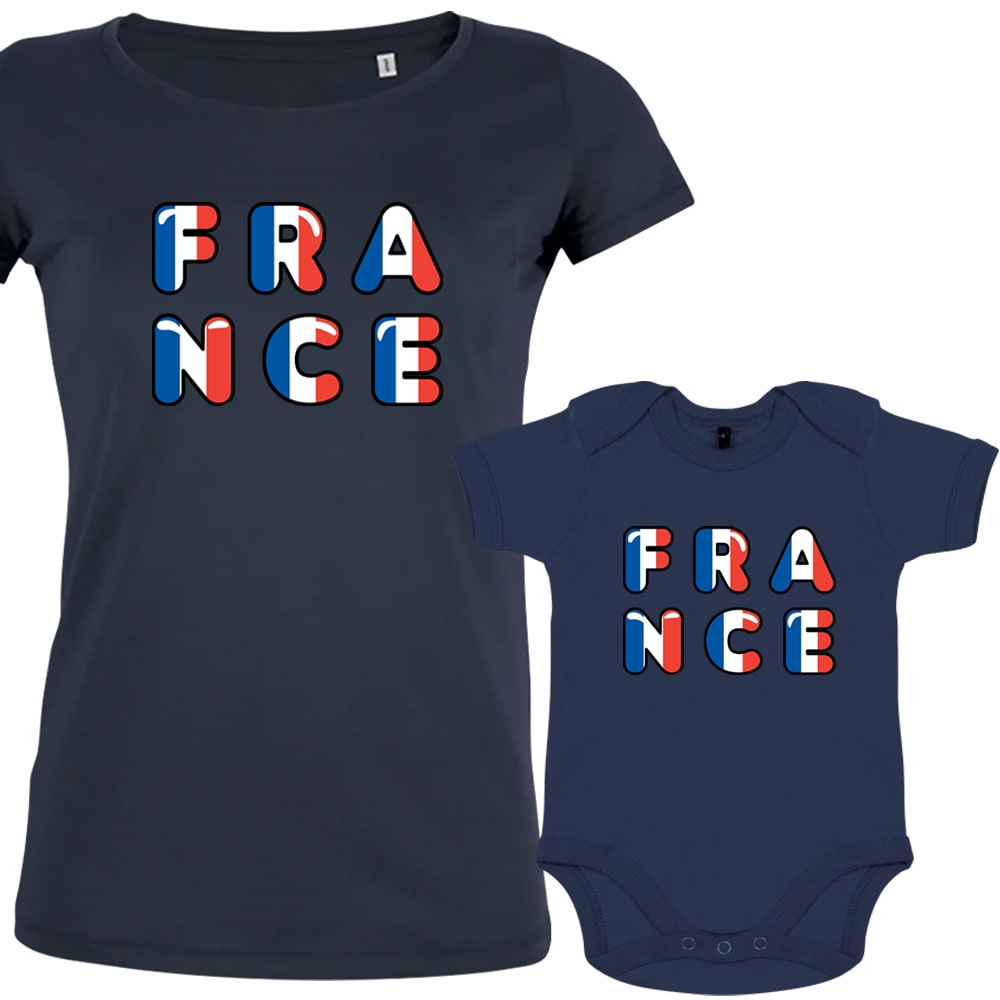 France Bleu Blanc Rouge Mom and Baby Organic Cotton family Set (Set of 2)