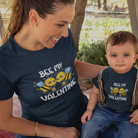 Bee My Valentine Mom and Child Organic Cotton T-Shirts family Set (Set of 2)