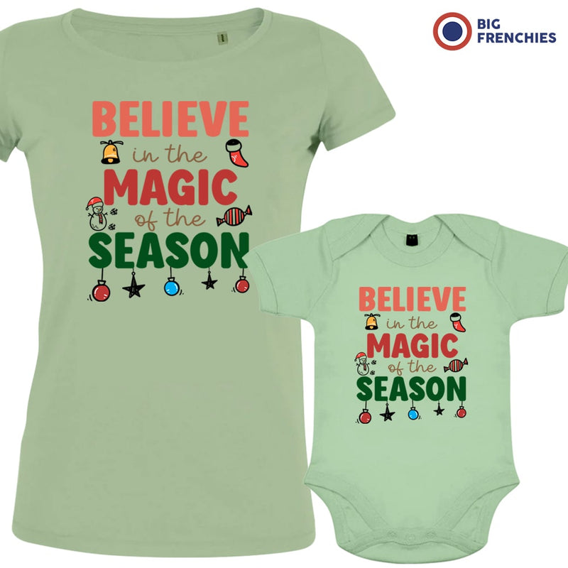 Believe In The Magic of the Season Christmas Mom and Child Organic Cotton family Set (Set of 2)