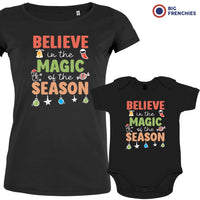 Believe In The Magic of the Season Christmas Mom and Child Organic Cotton family Set (Set of 2)