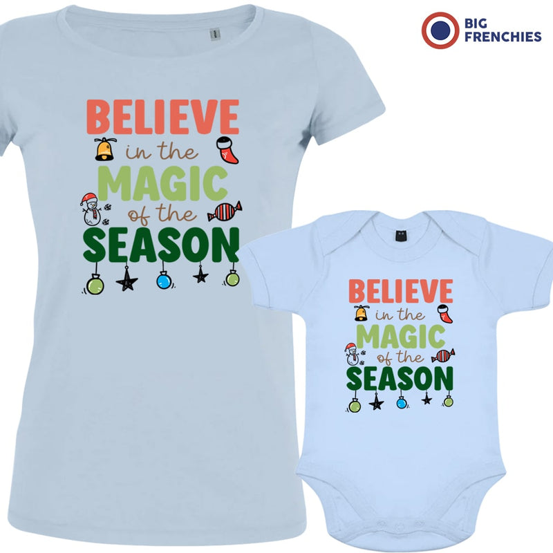 Believe In The Magic of the Season Christmas Mom and Child Organic Cotton family Set (Set of 2)